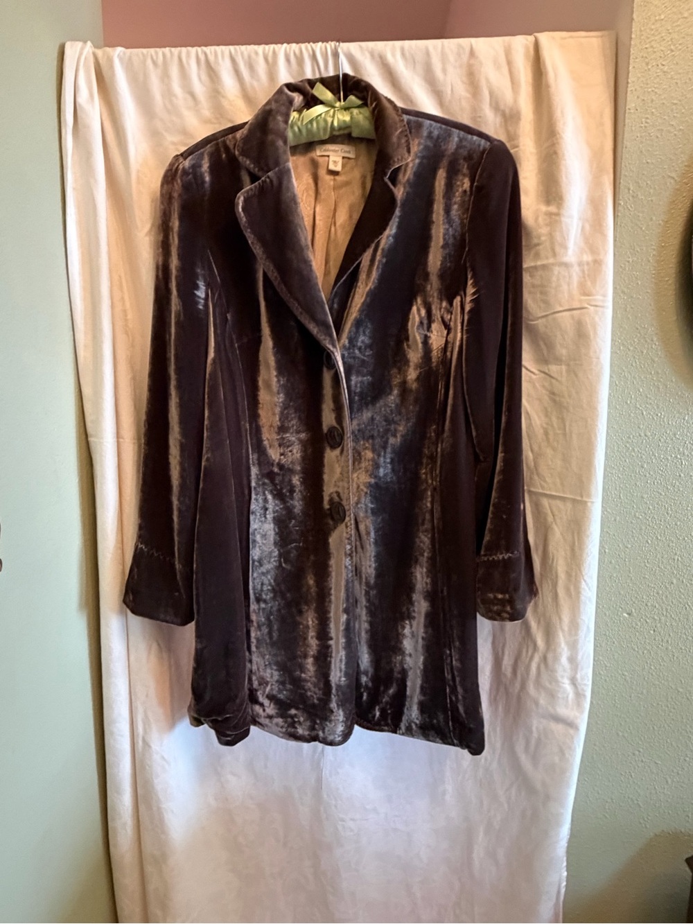 Coldwater Creek Velvet Long Blazer in Deep Brown Fully Lined